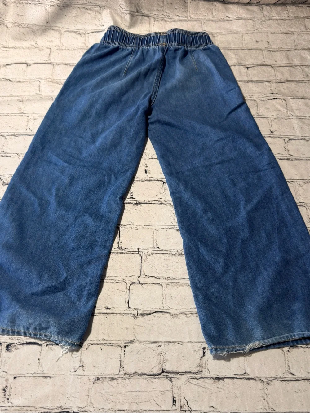 Old Navy Blue Wide-Leg Kids Denim Pants with Drawstring Waist